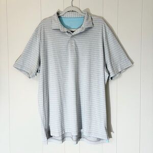 johnnie-O Performance Polo SPF 50 Golf Beach Gray Aqua Stripes Men’s XL